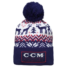 CCM Holiday Pom Knit B Navy Senior Sapka