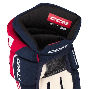 CCM JetSpeed FT680 Navy/Red/White Junior Hokikesztyűk 11 hüvelyk