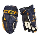 CCM Tacks XF Navy/Sunflower Junior Hokikesztyűk 12 hüvelyk