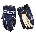 CCM Tacks XF PRO Navy/White Junior Hokikesztyűk 12 hüvelyk