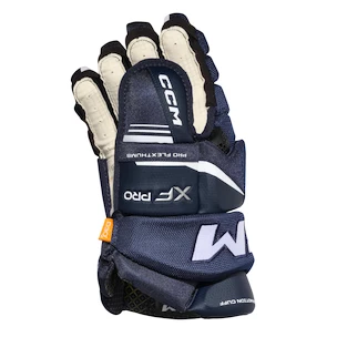 CCM Tacks XF PRO Navy/White Junior Hokikesztyűk 12 hüvelyk