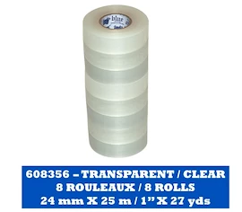 Fedőszalag sportszárra Blue Sports Clear Poly Shin Pad Tape 24 mm x 25 m 8-Pack