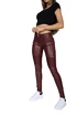 Hugz Jeans  Wine Faux Leather Biker Mid Waist Leggings