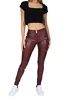 Hugz Jeans  Wine Faux Leather Biker Mid Waist Női leggings