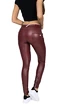 Hugz Jeans  Wine Faux Leather Biker Mid Waist Női leggings