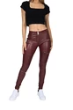 Hugz Jeans  Wine Faux Leather Biker Mid Waist Női leggings