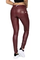 Hugz Jeans  Wine Faux Leather Biker Mid Waist Női leggings