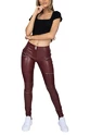 Hugz Jeans  Wine Faux Leather Biker Mid Waist Női leggings