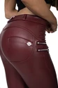 Hugz Jeans  Wine Faux Leather Biker Mid Waist Női leggings