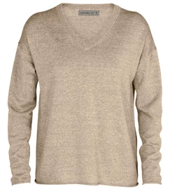 Icebreaker Flaxen LS V Sweater Beige Pulóver