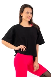 Nebbia Organic Cotton Loose Fit “The Minimalist” Crop Top 417 black Női póló