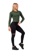 Nebbia  Organic Cotton Ribbed Long Sleeve Top 415 dark green Női póló