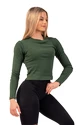 Nebbia  Organic Cotton Ribbed Long Sleeve Top 415 dark green Női póló