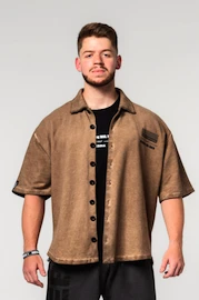 Nebbia Washed-off Oversized Shirt 90s THROWBACK Light Brown Férfi ing