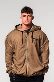 Nebbia Washed-off Zip Up Hoodie GYM BRO Light Brown Férfi-melegítőfelső