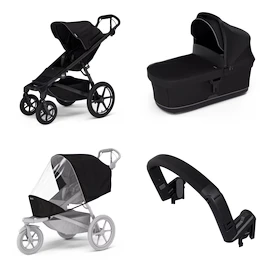 Városi babakocsi Thule Urban Glide 4-wheel Black + Mózeskosár Black SET 4in1