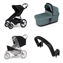 Városi babakocsi Thule Urban Glide 4-wheel Black + Mózeskosár Mid blue SET 4in1