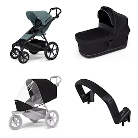 Városi babakocsi Thule Urban Glide 4-wheel Mid blue + Mózeskosár Black SET 4in1