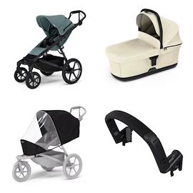 Városi babakocsi Thule Urban Glide 4-wheel Mid blue + Mózeskosár Soft beige SET 4in1