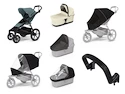 Városi babakocsi Thule Urban Glide 4-wheel Mid blue + Mózeskosár Soft beige SET 7in1