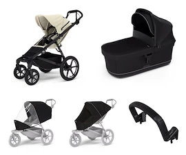 Városi babakocsi Thule Urban Glide 4-wheel Soft beige + Mózeskosár Black SET 5in1