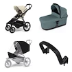 Városi babakocsi Thule Urban Glide 4-wheel Soft beige + Mózeskosár Mid blue SET 4in1