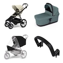 Városi babakocsi Thule Urban Glide 4-wheel Soft beige + Mózeskosár Mid blue SET 4in1