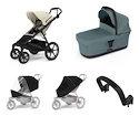 Városi babakocsi Thule Urban Glide 4-wheel Soft beige + Mózeskosár Mid blue SET 5in1